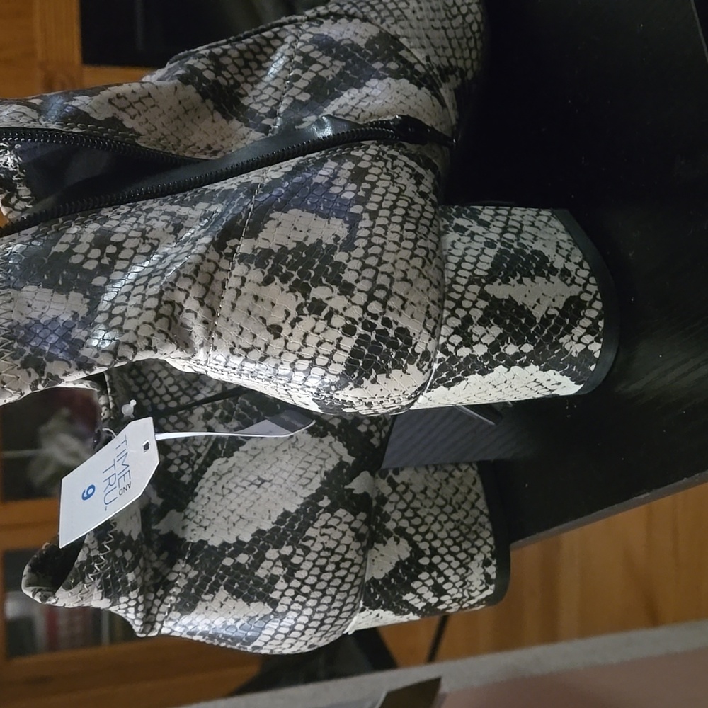 snakeskin print ankle boots